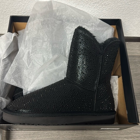 Inc International Concepts Adrief Black Bling Pull On Ankle Boots - Picture 2 of 5